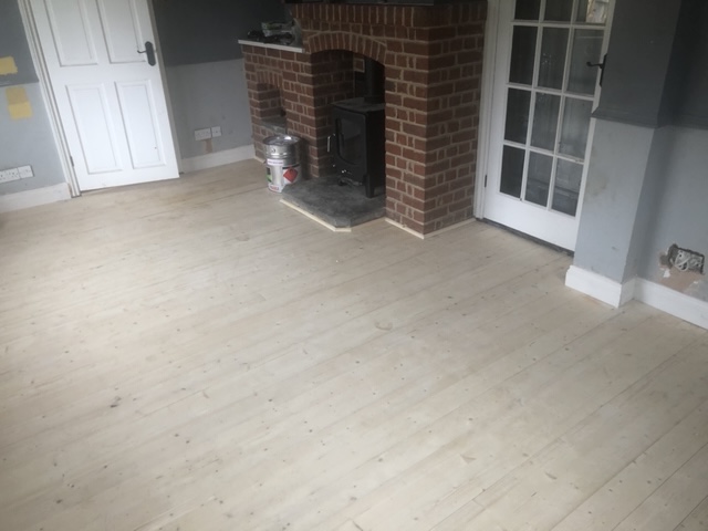 Finished floor, prior to staining